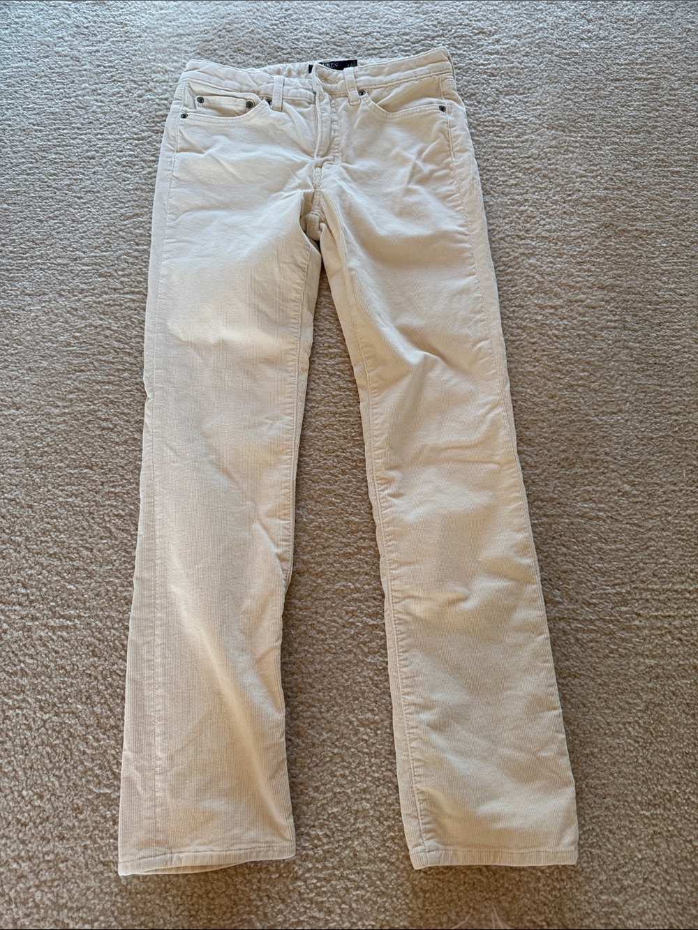 Ralph Lauren Women’s Corduroy Cream Straight-Leg Jeans